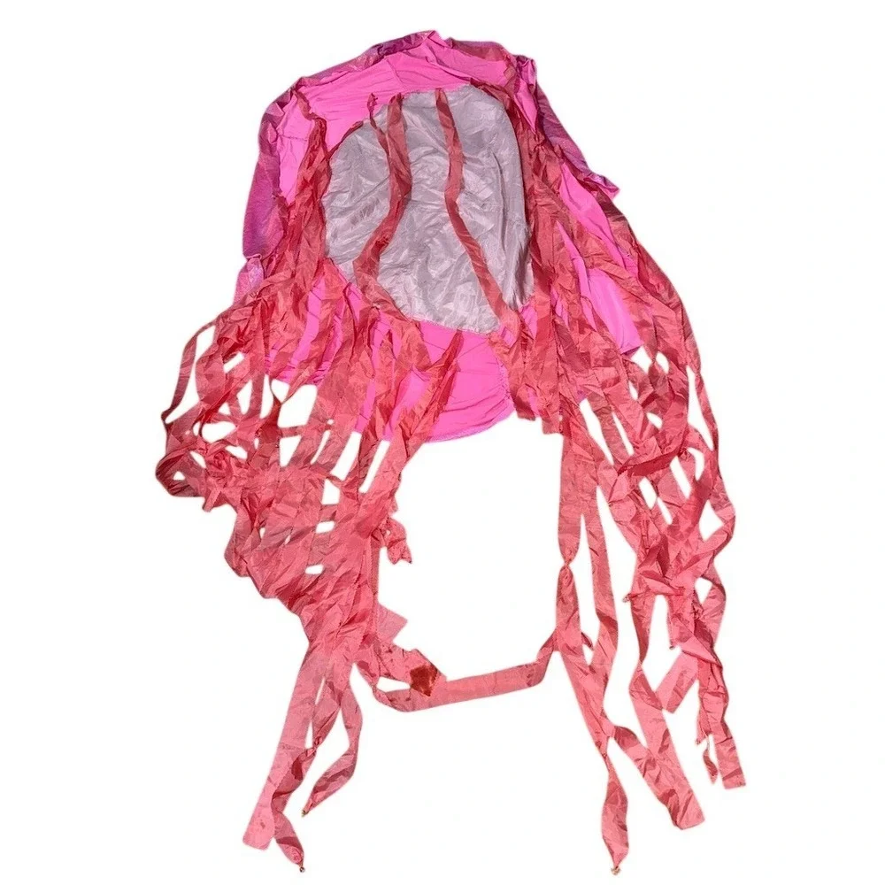 Pink Iridescent Beaded Shell Fringe Jellyfish Hanging‎ Room Decor Large shells